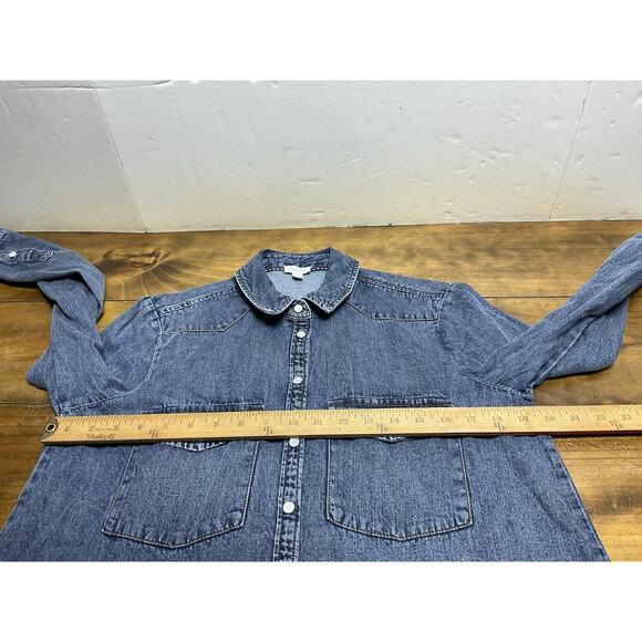 Pilcro Anthropologie Denim Shirt Size Small Pearl Snap Buttons Western Cowgirl - Picture 9 of 13
